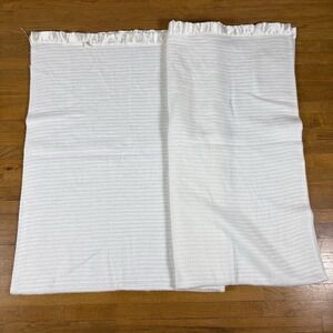 Vintage Fieldcrest Ivory White Acrylic Waffle Weave Satin Trim Twin Size Blanket